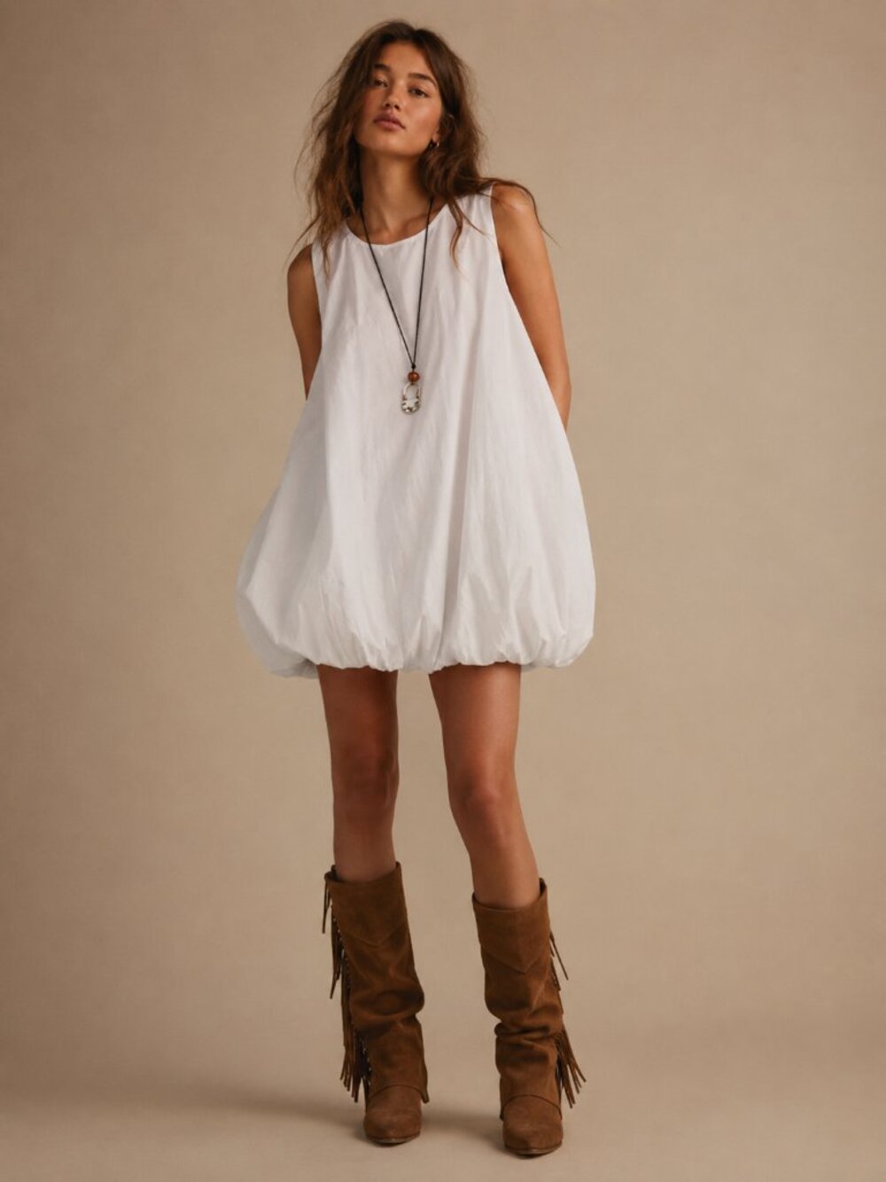 Free‎ People Ivory Sleeveless Mini Dress